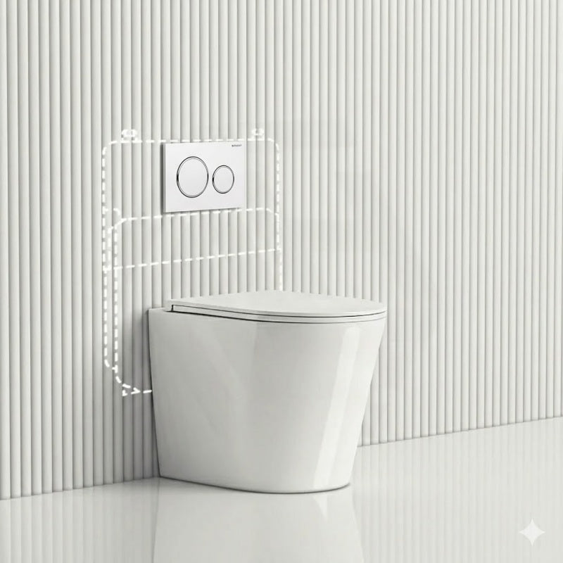 Matt White Plate White Trim Round Button