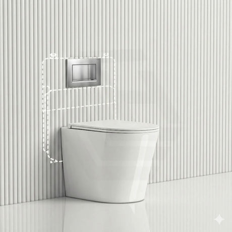 Geberit Sigma8 Inwall Cistern with Rimless Tornado Wall Faced Toilet Pan & Push Button 580x360x420mm - Gloss White