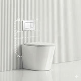 Geberit Sigma8 Inwall Cistern with Rimless Tornado Wall Faced Toilet Pan & Push Button 580x360x420mm - Gloss White