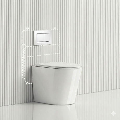 Geberit Sigma8 Inwall Cistern with Rimless Tornado Wall Faced Toilet Pan & Push Button 580x360x420mm - Gloss White