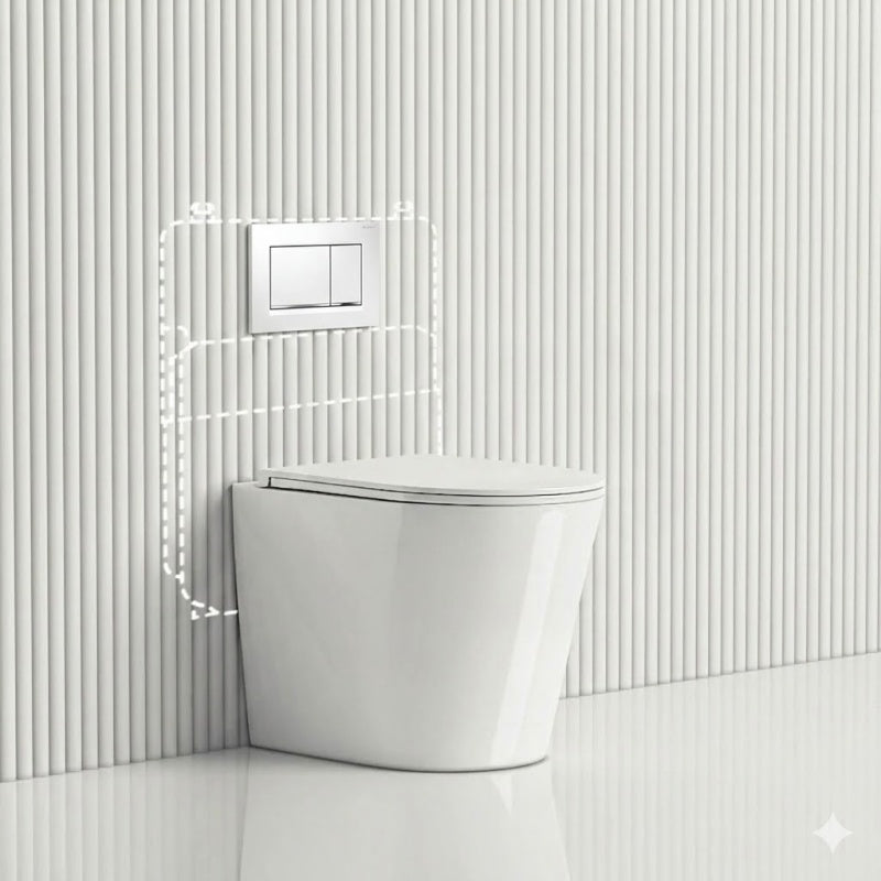 White Plate Chrome Trim Square Button