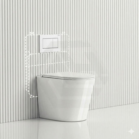 Geberit Sigma8 Inwall Cistern with Rimless Tornado Wall Faced Toilet Pan & Push Button 580x360x420mm - Gloss White