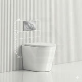 Geberit Sigma8 Inwall Cistern with Rimless Tornado Wall Faced Toilet Pan & Fienza Push Button 580x360x420mm - Gloss White