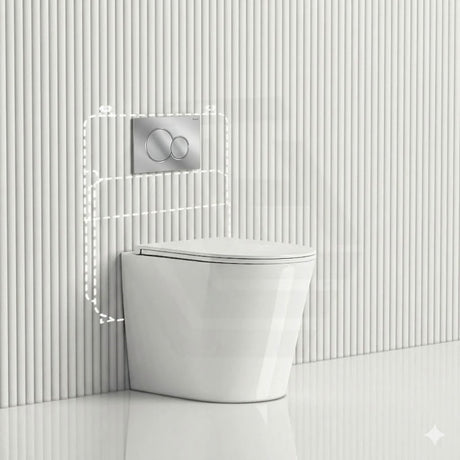 Geberit Sigma8 Inwall Cistern with Rimless Tornado Wall Faced Toilet Pan & Fienza Push Button 580x360x420mm - Gloss White