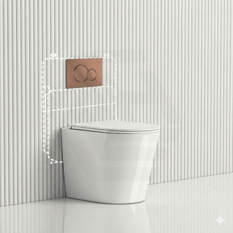 Geberit Sigma8 Inwall Cistern with Rimless Tornado Wall Faced Toilet Pan & Fienza Push Button 580x360x420mm - Gloss White