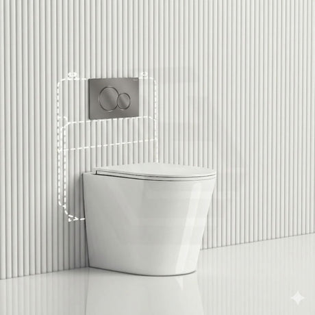 Geberit Sigma8 Inwall Cistern with Rimless Tornado Wall Faced Toilet Pan & Fienza Push Button 580x360x420mm - Gloss White