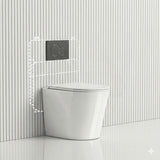 Geberit Sigma8 Inwall Cistern with Rimless Tornado Wall Faced Toilet Pan & Fienza Push Button 580x360x420mm - Gloss White