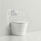 Geberit Sigma8 Inwall Cistern with Rimless Tornado Wall Faced Toilet Pan & Fienza Push Button 580x360x420mm - Gloss White