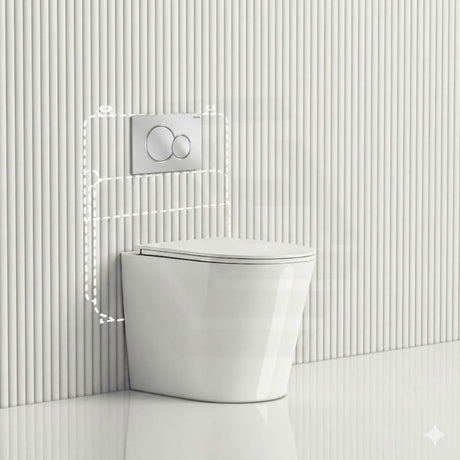 Geberit Sigma8 Inwall Cistern with Rimless Tornado Wall Faced Toilet Pan & Fienza Push Button 580x360x420mm - Gloss White