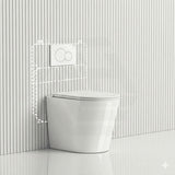 Geberit Sigma8 Inwall Cistern with Rimless Tornado Wall Faced Toilet Pan & Fienza Push Button 580x360x420mm - Gloss White