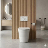 Geberit Sigma8 Inwall Cistern with Rimless Tornado Wall Faced Toilet Pan & Fienza Push Button 580x360x420mm - Gloss White