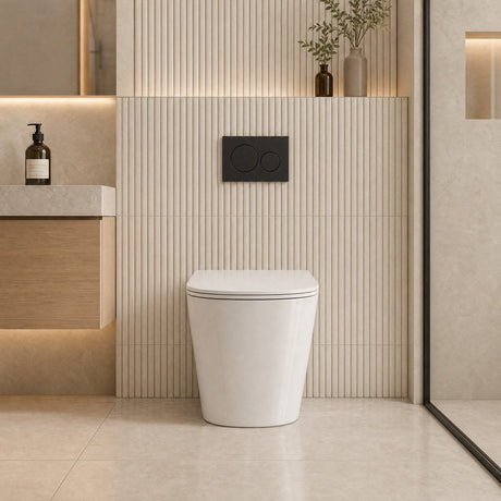 Geberit Sigma8 Inwall Cistern with Rimless Tornado Wall Faced Toilet Pan & Push Button 580x360x420mm - Gloss White