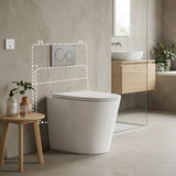 Geberit Sigma8 Inwall Cistern with Rimless Tornado Wall Faced Toilet Pan & Push Button 580x360x420mm - Gloss White