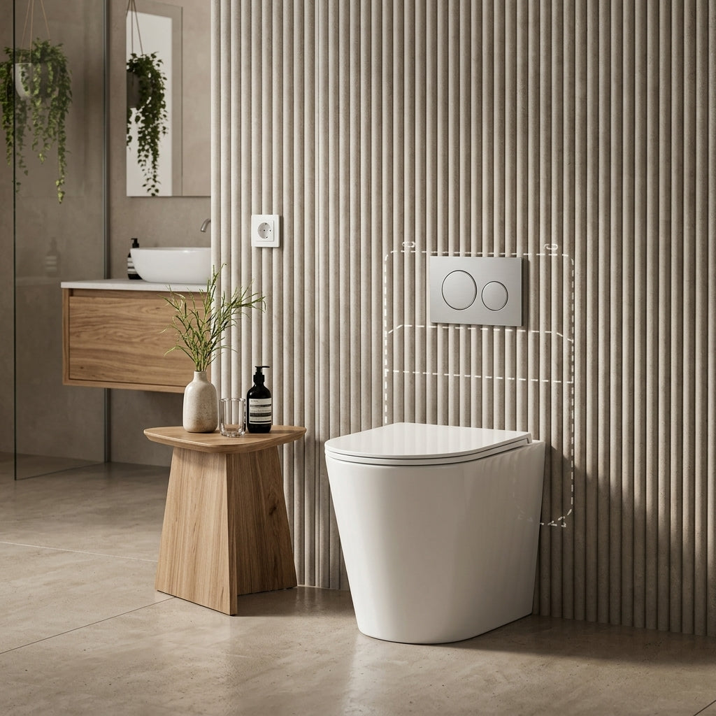 Geberit Sigma8 Inwall Cistern with Rimless Tornado Wall Faced Toilet Pan & Push Button 580x360x420mm - Gloss White