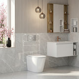 Geberit Sigma8 Inwall Cistern with Rimless Tornado Wall Faced Toilet Pan & Push Button 580x360x420mm - Gloss White