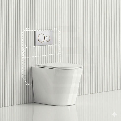Geberit Sigma8 Inwall Cistern with Rimless Tornado Wall Faced Toilet Pan & Push Button 580x360x420mm - Gloss White