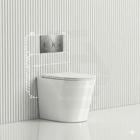 Geberit Sigma8 Inwall Cistern with Rimless Tornado Wall Faced Toilet Pan & Push Button 580x360x420mm - Gloss White