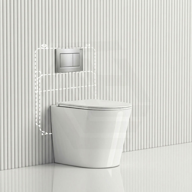 Geberit Sigma8 Inwall Cistern with Rimless Tornado Wall Faced Toilet Pan & Push Button 580x360x420mm - Gloss White