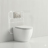 Geberit Sigma8 Inwall Concealed Cistern with Tornado Rimless Wall Faced Toilet Pan & Fienza Push Button SET 400x570x360mm - Gloss White