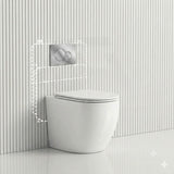 Geberit Sigma8 Inwall Concealed Cistern with Tornado Rimless Wall Faced Toilet Pan & Fienza Push Button SET 400x570x360mm - Gloss White