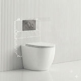 Geberit Sigma8 Inwall Concealed Cistern with Tornado Rimless Wall Faced Toilet Pan & Fienza Push Button SET 400x570x360mm - Gloss White