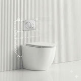 Geberit Sigma8 Inwall Concealed Cistern with Tornado Rimless Wall Faced Toilet Pan & Fienza Push Button SET 400x570x360mm - Gloss White