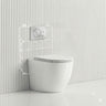 Geberit Sigma8 Inwall Concealed Cistern with Tornado Rimless Wall Faced Toilet Pan & Fienza Push Button SET 400x570x360mm - Gloss White