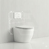 Geberit Sigma8 Inwall Concealed Cistern with Tornado Rimless Wall Faced Toilet Pan & Fienza Push Button SET 400x570x360mm - Gloss White