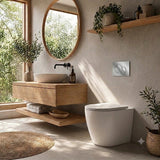 Geberit Sigma8 Inwall Concealed Cistern with Tornado Rimless Wall Faced Toilet Pan & Fienza Push Button SET 400x570x360mm - Gloss White