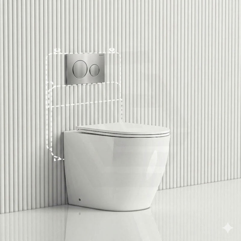 Geberit Sigma8 Inwall Concealed Cistern and Tornado Rimless Wall Faced Toilet Pan with Push Button SET 400x570x360mm