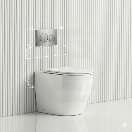 Geberit Sigma8 Inwall Concealed Cistern and Tornado Rimless Wall Faced Toilet Pan with Push Button SET 400x570x360mm