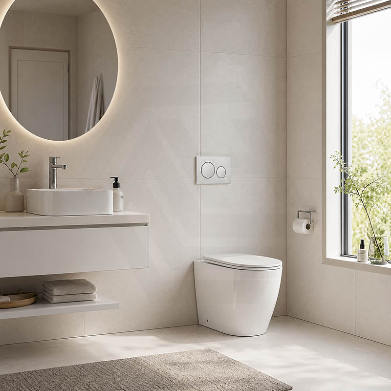 Geberit Sigma8 Inwall Concealed Cistern and Tornado Rimless Wall Faced Toilet Pan with Push Button SET 400x570x360mm