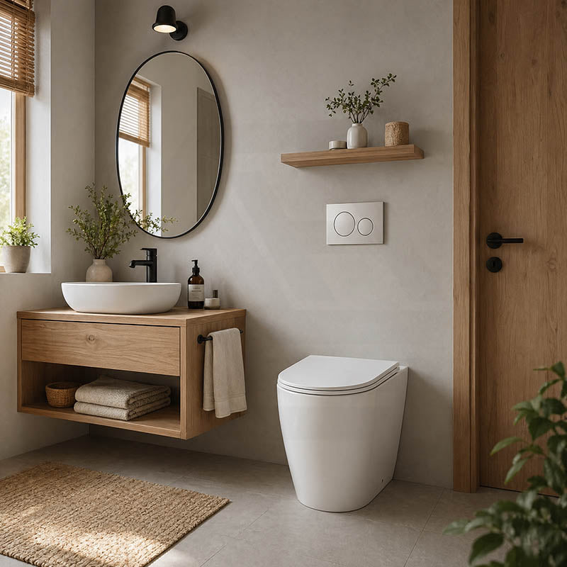 Geberit Sigma8 Inwall Concealed Cistern and Tornado Rimless Wall Faced Toilet Pan with Push Button SET 400x570x360mm