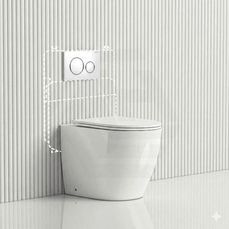 Geberit Sigma8 Inwall Concealed Cistern and Tornado Rimless Wall Faced Toilet Pan with Push Button SET 400x570x360mm