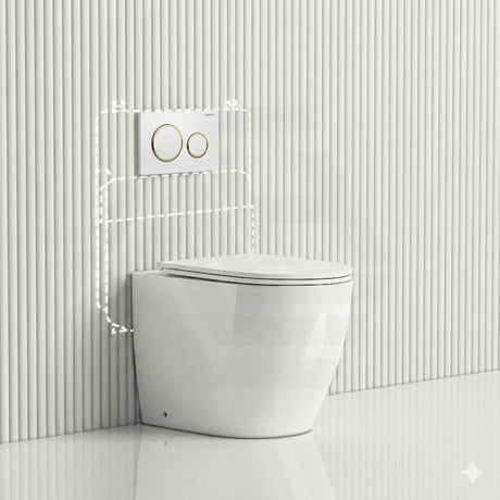 Geberit Sigma8 Inwall Concealed Cistern and Tornado Rimless Wall Faced Toilet Pan with Push Button SET 400x570x360mm