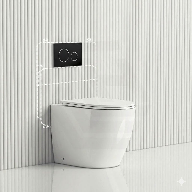 Geberit Sigma8 Inwall Concealed Cistern and Tornado Rimless Wall Faced Toilet Pan with Push Button SET 400x570x360mm