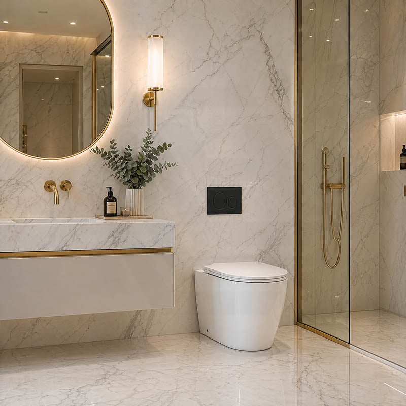 Geberit Sigma8 Inwall Concealed Cistern and Tornado Rimless Wall Faced Toilet Pan with Push Button SET 400x570x360mm