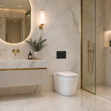 Geberit Sigma8 Inwall Concealed Cistern and Tornado Rimless Wall Faced Toilet Pan with Push Button SET 400x570x360mm