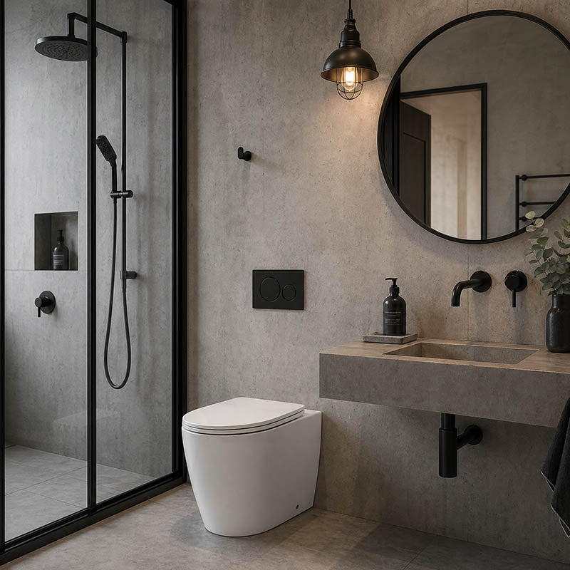 Geberit Sigma8 Inwall Concealed Cistern and Tornado Rimless Wall Faced Toilet Pan with Push Button SET 400x570x360mm