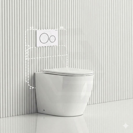 Geberit Sigma8 Inwall Concealed Cistern and Tornado Rimless Wall Faced Toilet Pan with Push Button SET 400x570x360mm