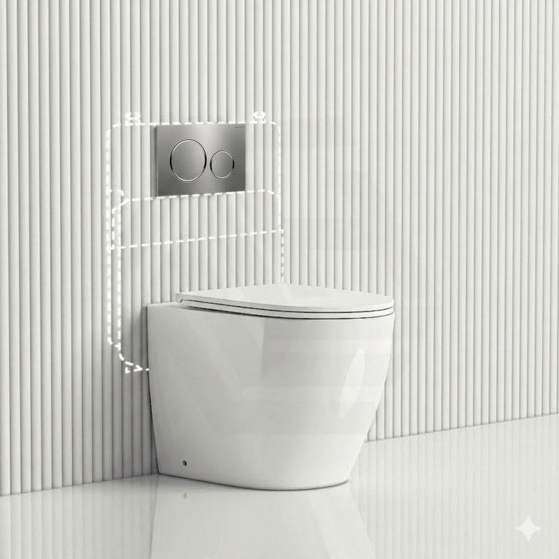 Geberit Sigma8 Inwall Concealed Cistern and Tornado Rimless Wall Faced Toilet Pan with Push Button SET 400x570x360mm