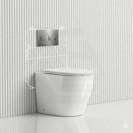 Geberit Sigma8 Inwall Concealed Cistern and Tornado Rimless Wall Faced Toilet Pan with Push Button SET 400x570x360mm