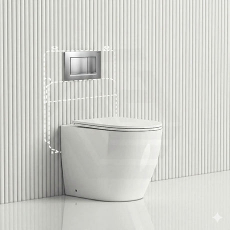 Geberit Sigma8 Inwall Concealed Cistern and Tornado Rimless Wall Faced Toilet Pan with Push Button SET 400x570x360mm