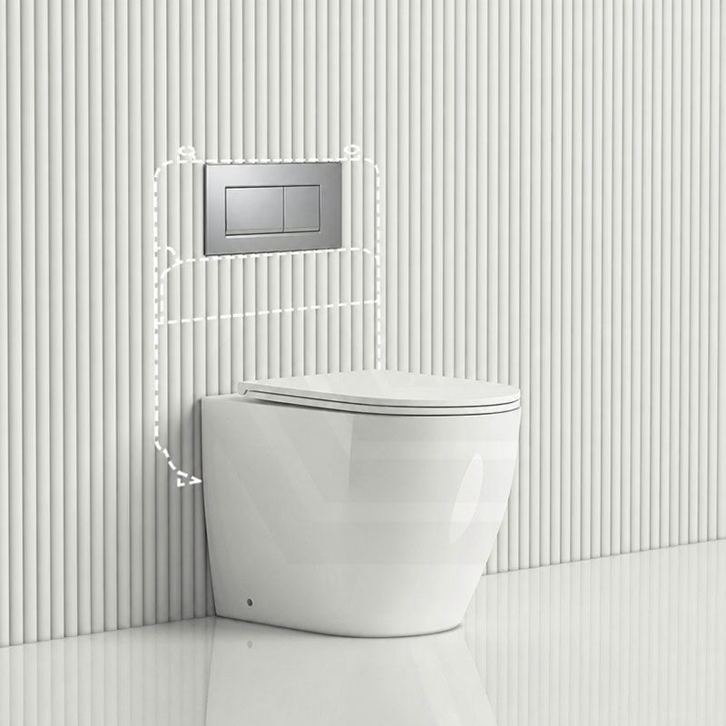 Geberit Sigma8 Inwall Concealed Cistern and Tornado Rimless Wall Faced Toilet Pan with Push Button SET 400x570x360mm