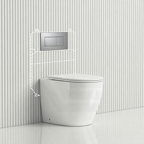 Geberit Sigma8 Inwall Concealed Cistern and Tornado Rimless Wall Faced Toilet Pan with Push Button SET 400x570x360mm