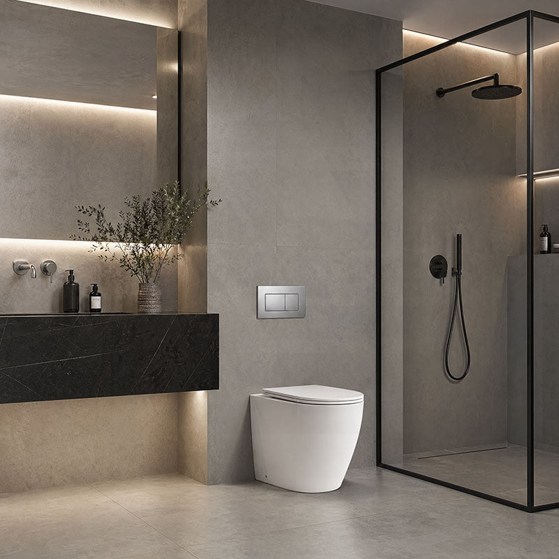 Geberit Sigma8 Inwall Concealed Cistern and Tornado Rimless Wall Faced Toilet Pan with Push Button SET 400x570x360mm