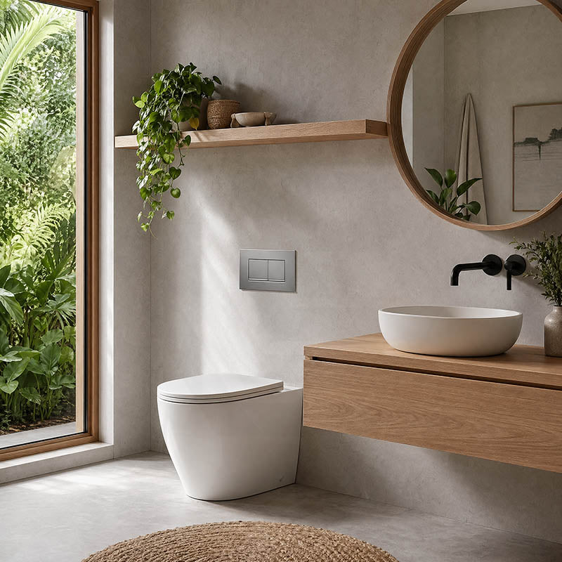 Geberit Sigma8 Inwall Concealed Cistern and Tornado Rimless Wall Faced Toilet Pan with Push Button SET 400x570x360mm