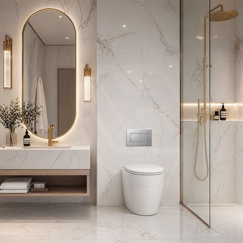 Geberit Sigma8 Inwall Concealed Cistern and Tornado Rimless Wall Faced Toilet Pan with Push Button SET 400x570x360mm