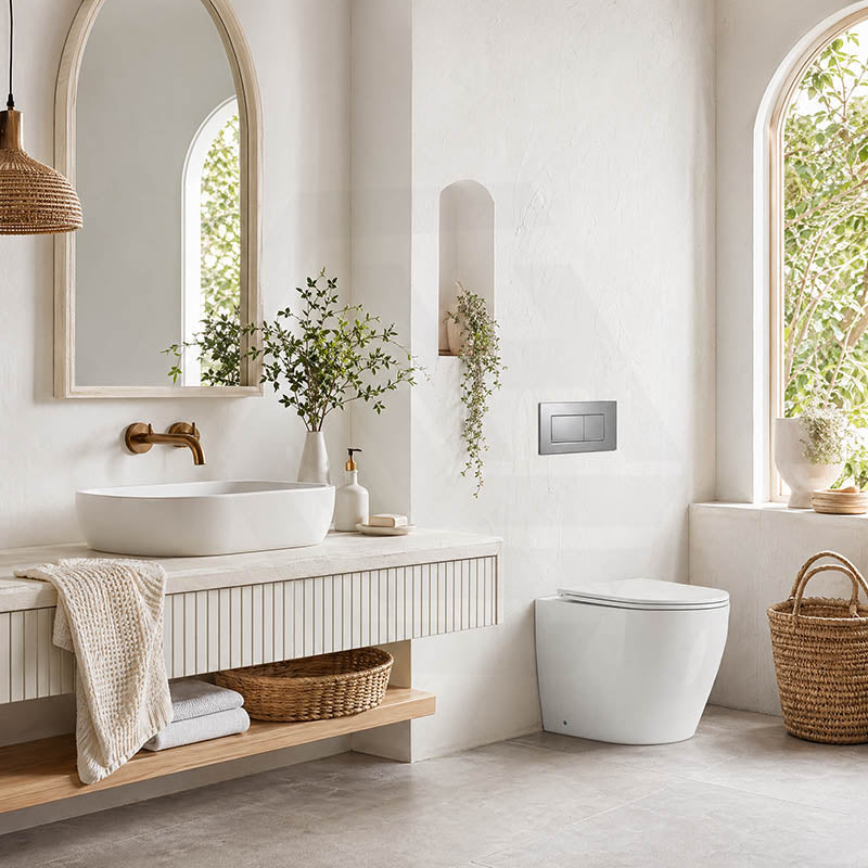 Geberit Sigma8 Inwall Concealed Cistern and Tornado Rimless Wall Faced Toilet Pan with Push Button SET 400x570x360mm