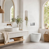 Geberit Sigma8 Inwall Concealed Cistern and Tornado Rimless Wall Faced Toilet Pan with Push Button SET 400x570x360mm